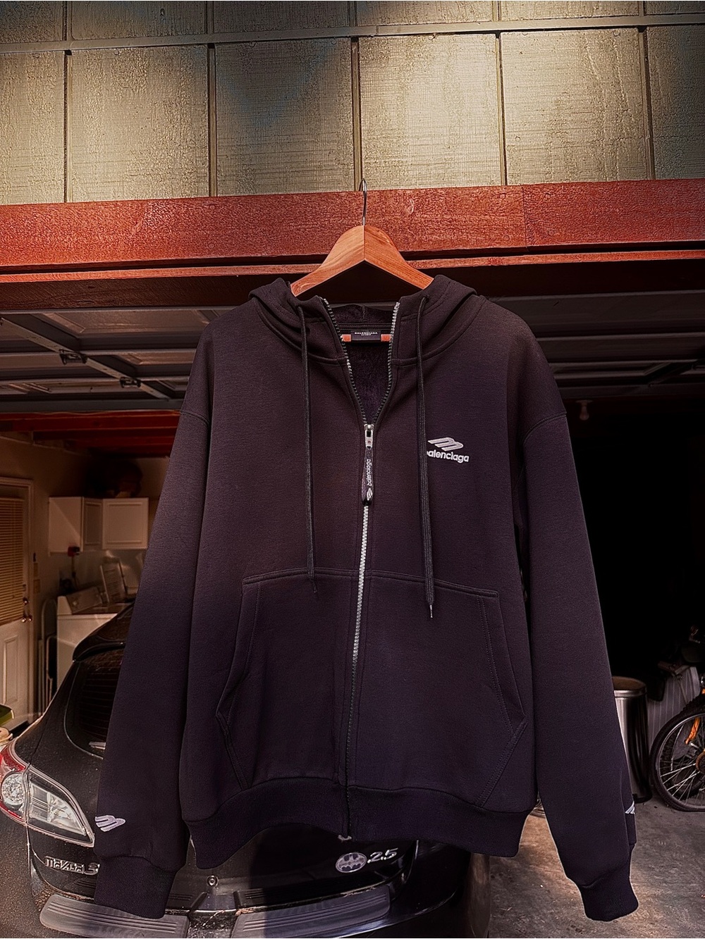 Balenciaga 3B Sports Icon Zip-Up Hoodie – Black